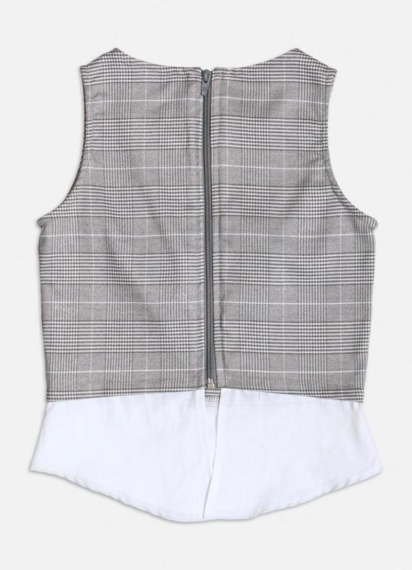 Authoria - Blusa Xadrez com Barra Embutida Cinza 2