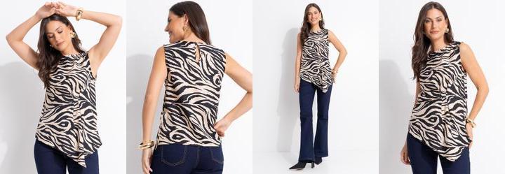 Blusa Zebra Bege em Poli�ster