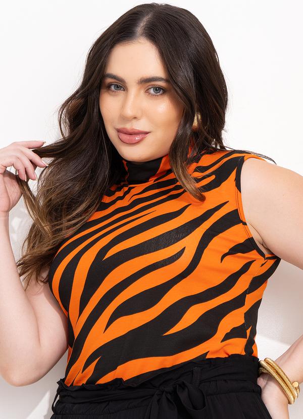 Quintess - Blusa Zebra Marrom com Gola Alta 11