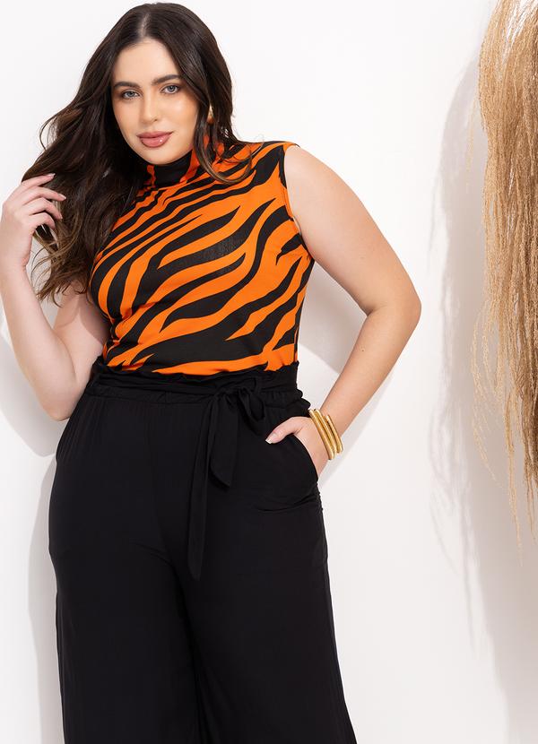 Quintess - Blusa Zebra Marrom com Gola Alta 17