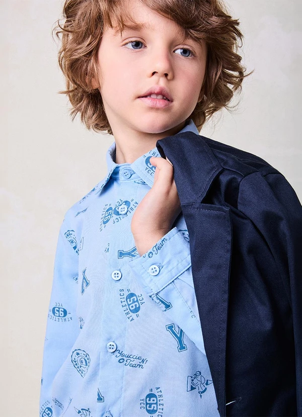 Youccie - Camisa Azul com Estampa de Ícones Azul 4