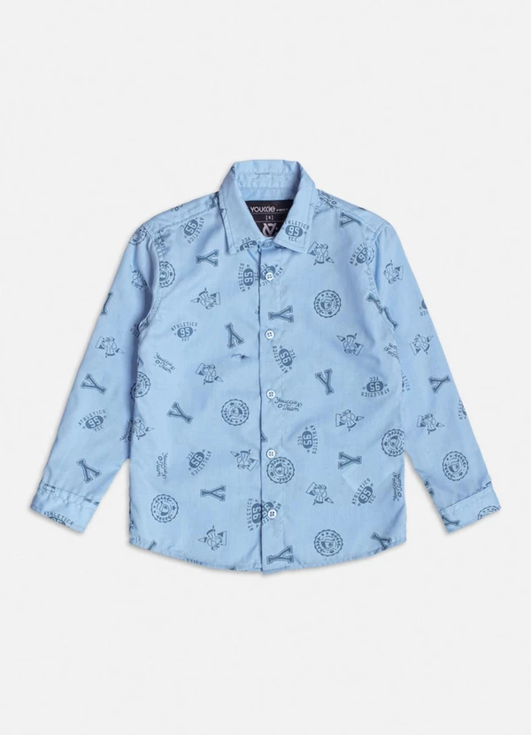 Youccie - Camisa Azul com Estampa de Ícones Azul 5