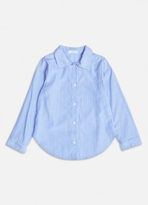 Momi - Camisa Azul Listrada com Strass Azul - MOMI