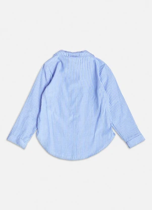 Momi - Camisa Azul Listrada com Strass Azul - MOMI