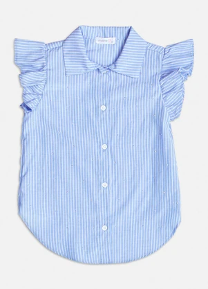 Momi - Camisa Azul Listrada com Strass Azul - MOMI