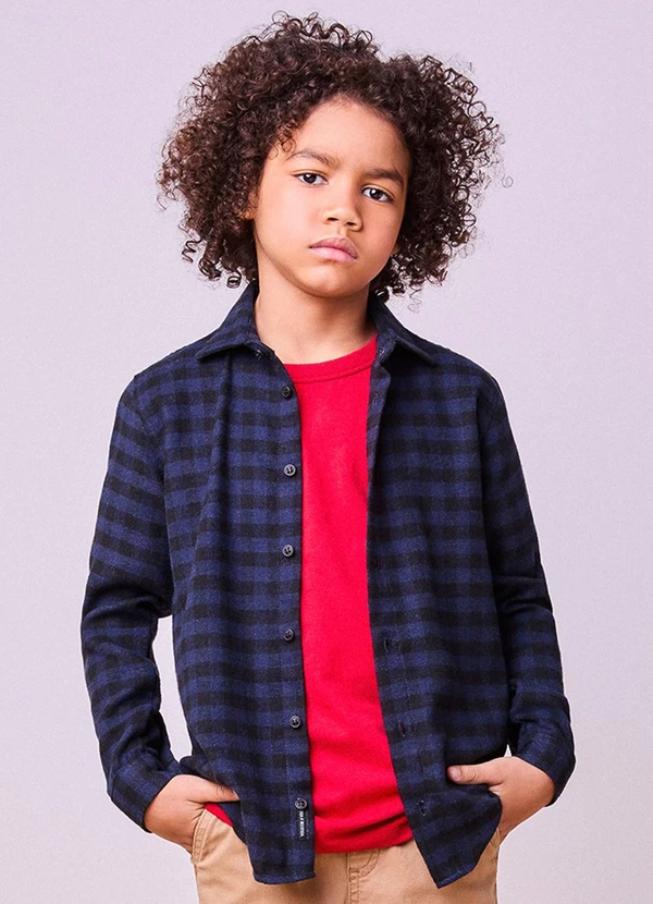 Youccie - Camisa de Flanela Xadrez Azul