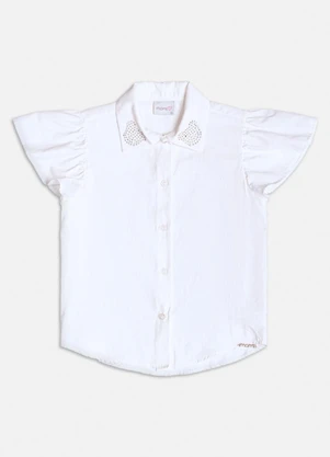 Momi - Camisa Manga Curta com Strass Branco - MOMI