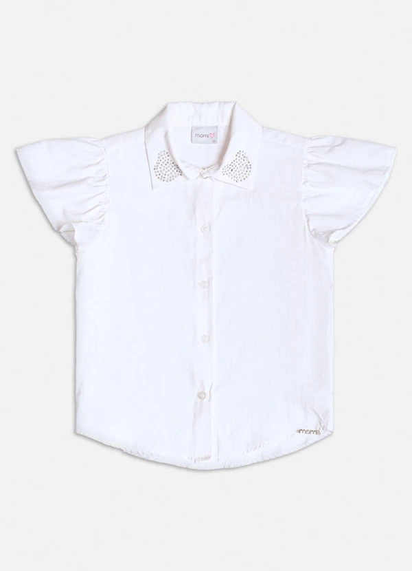 Momi - Camisa Manga Curta com Strass Branco
