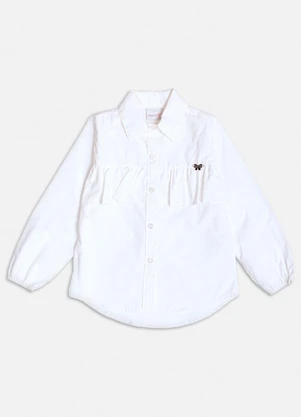 Momi - Camisa Manga Longa com Babados na Frente Branco - MOMI