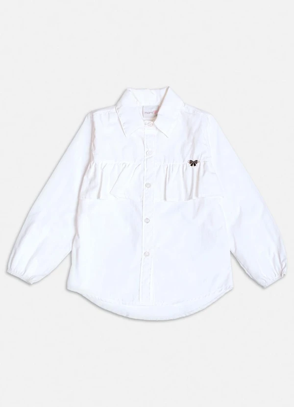 Momi - Camisa Manga Longa com Babados na Frente Branco
