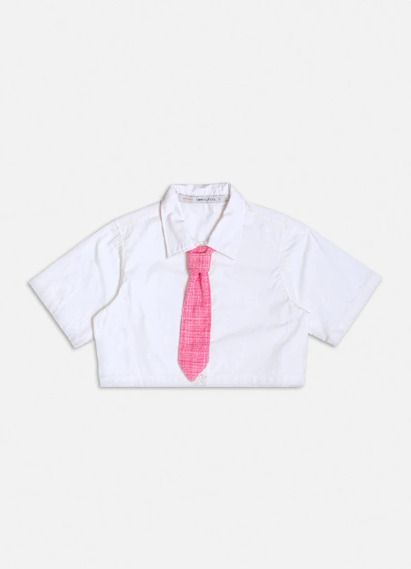 Authoria - Camisa Off White com Gravata de Tweed Branco