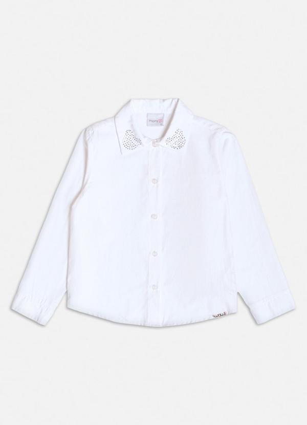 Momi - Camisa Off White com Strass Branco