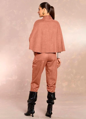 Doce Trama - Pelerine Ethnic Blur em Suede Marrom - DOCE TRAMA