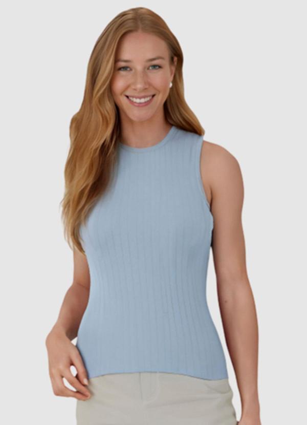 Malwee - Regata Azul Pastel Justa Canelada Feminina