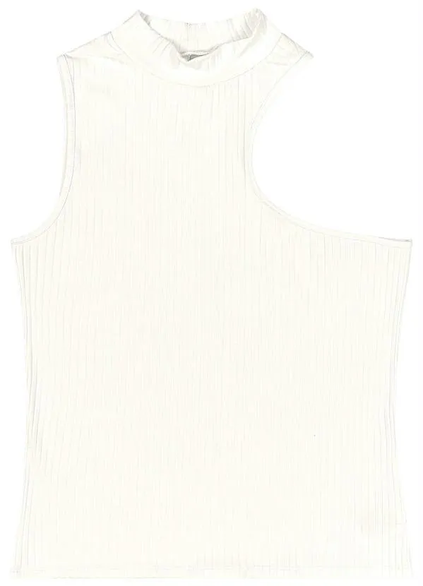 Rovitex - Regata Feminina Assimétrica Canelada Bege 3