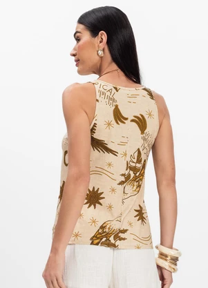 Select - Regata Nadador Feminina Estampada Bege - SELECT