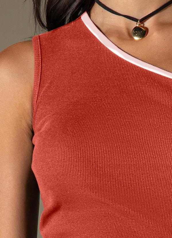 Use Modo - Regata Nula Manga Contrastante Marrom 3