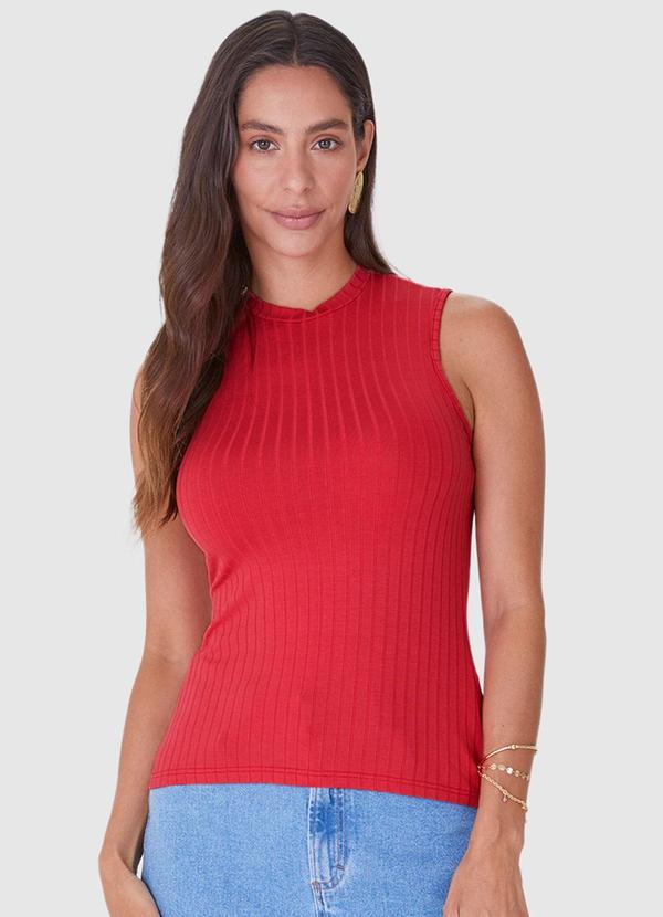 Malwee - Regata Vermelha Justa Canelada Feminina