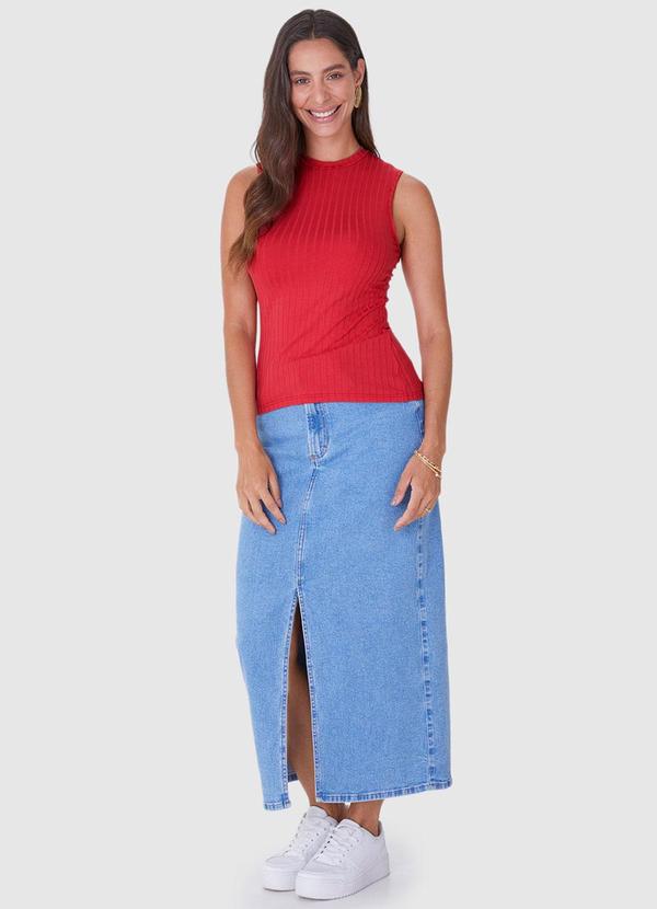 Malwee - Regata Vermelha Justa Canelada Feminina 3