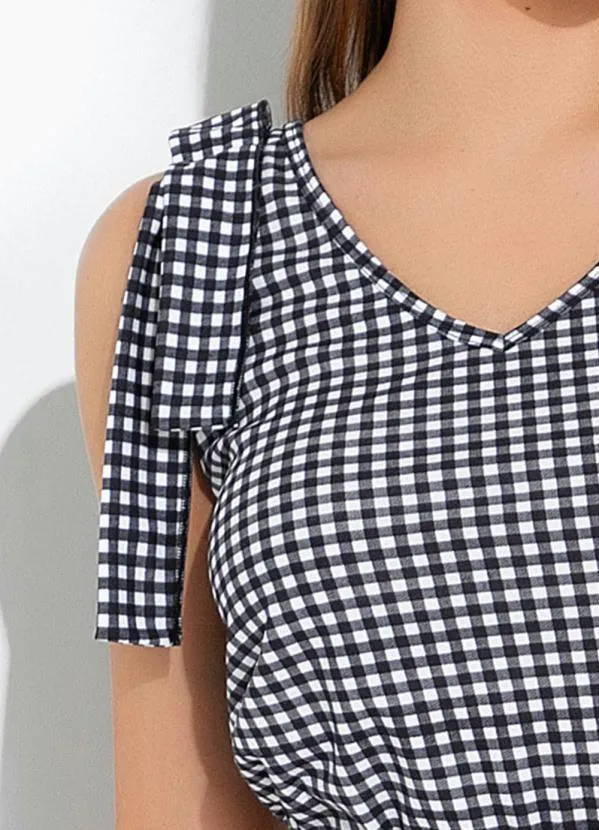 Rosalie - Regata Xadrez com Laço Ombro 3