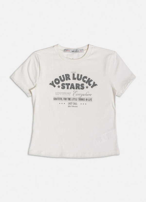 Authoria - T-Shirt Baby Look Estampada Branco