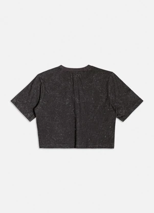 Authoria - T-Shirt Cropped Rise And Shine com Strass Preto - AUTHORIA