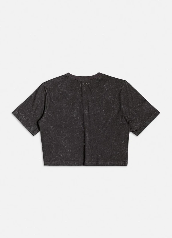 Authoria - T-Shirt Cropped Rise And Shine com Strass Preto 2