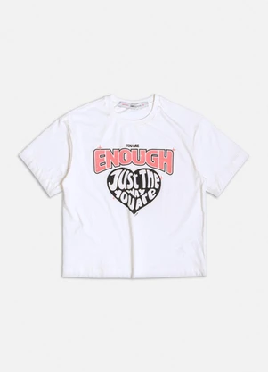 Authoria - T-Shirt Off White com Estampa "Enough" Branco - AUTHORIA