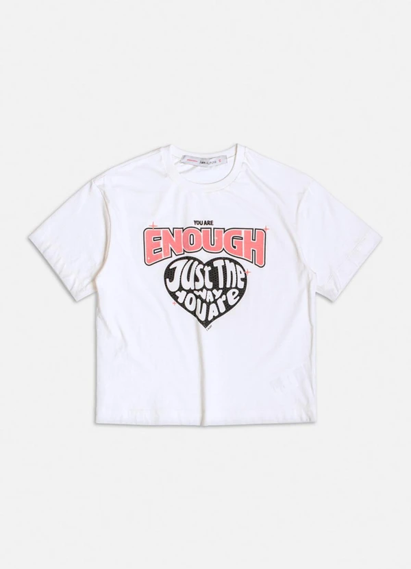 Authoria - T-Shirt Off White com Estampa "Enough" Branco