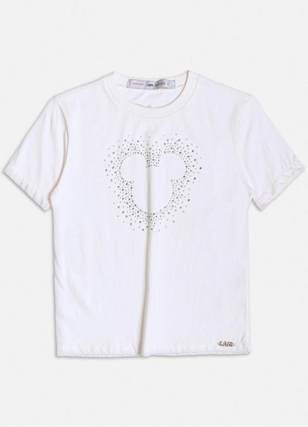Authoria - T-Shirt Off White com Pedrarias do Mickey Branco