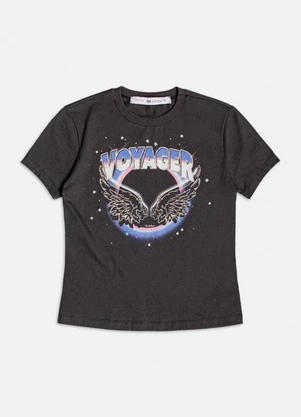 Authoria - T-Shirt Preta Voyager com Strass Preto - AUTHORIA