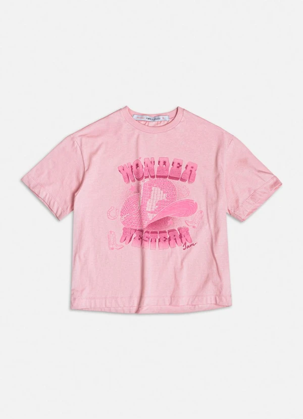 Authoria - T-Shirt Rosa Baby com Strass Rosa 1