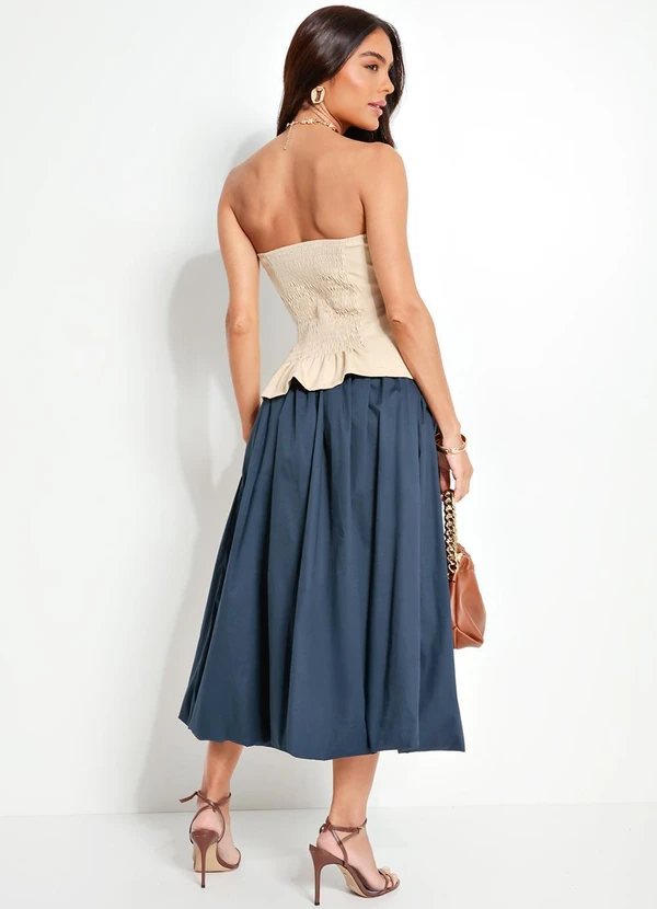 Quintess - Top sem Alça Bege em Alfaiataria 8