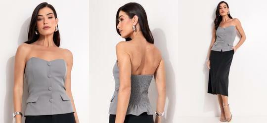 Top sem Ala Cinza em Alfaiataria