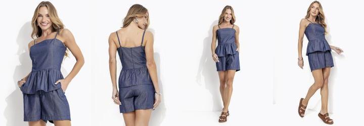 Vestido Jeans Azul Escuro em Jeans