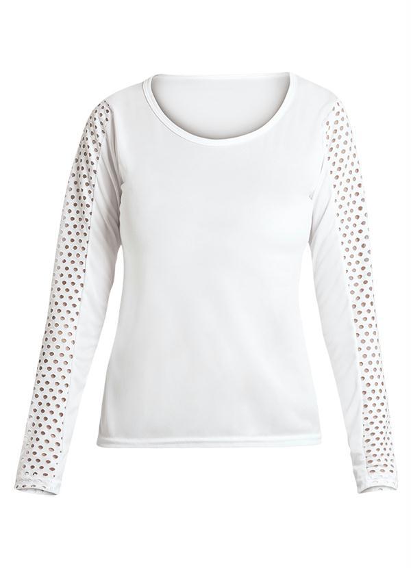 Moda Pop - Blusa Manga Longa Vazada Branca 10