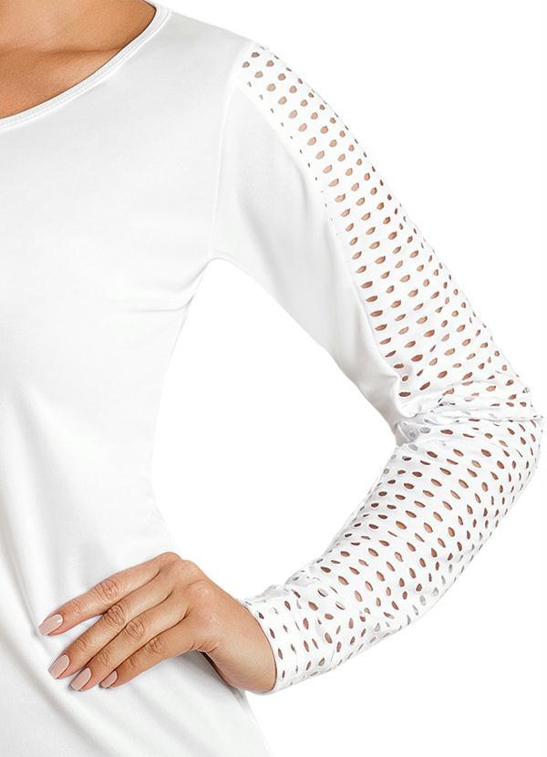 Moda Pop - Blusa Manga Longa Vazada Branca 3