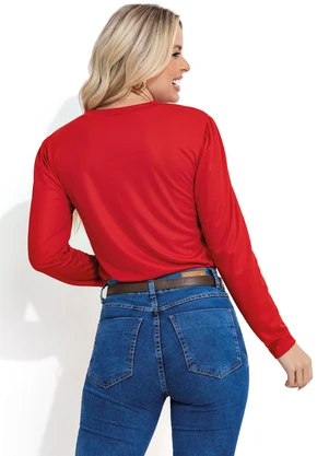 Moda Pop - Blusa Manga Longa Vermelha - MODA POP