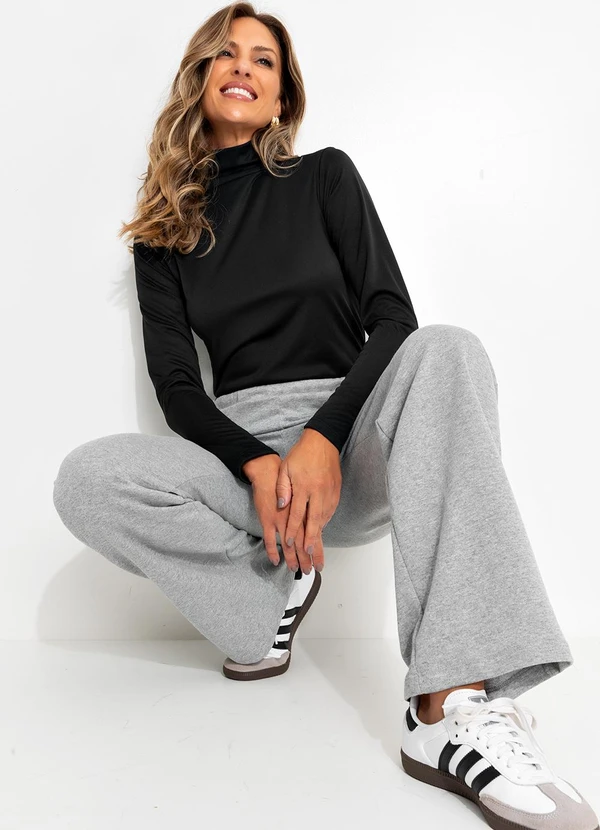 Moda Pop - Blusa Segunda Pele Gola Alta Preta 5