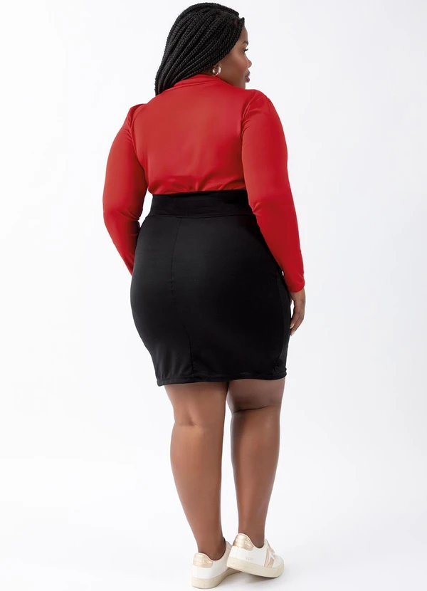 Moda Pop - Blusa Vermelha Manga Longa em Helanca 10