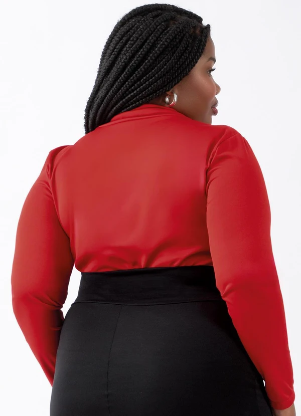 Moda Pop - Blusa Vermelha Manga Longa em Helanca 8