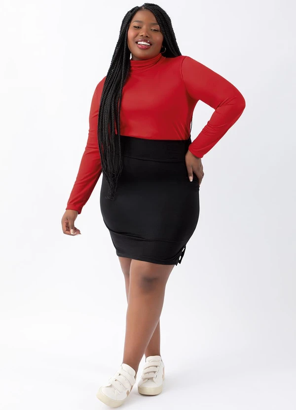 Moda Pop - Blusa Vermelha Manga Longa em Helanca 9