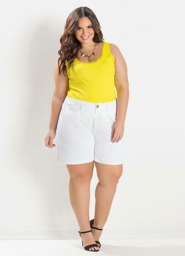Marguerite - Regata Amarela Detalhe Renda Plus Size 3