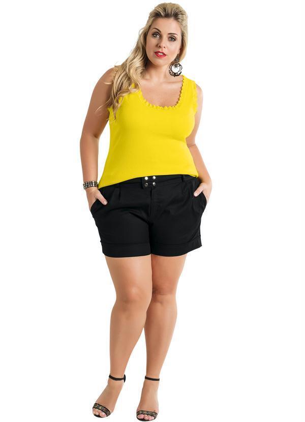 Marguerite - Regata Amarela Detalhe Renda Plus Size 5