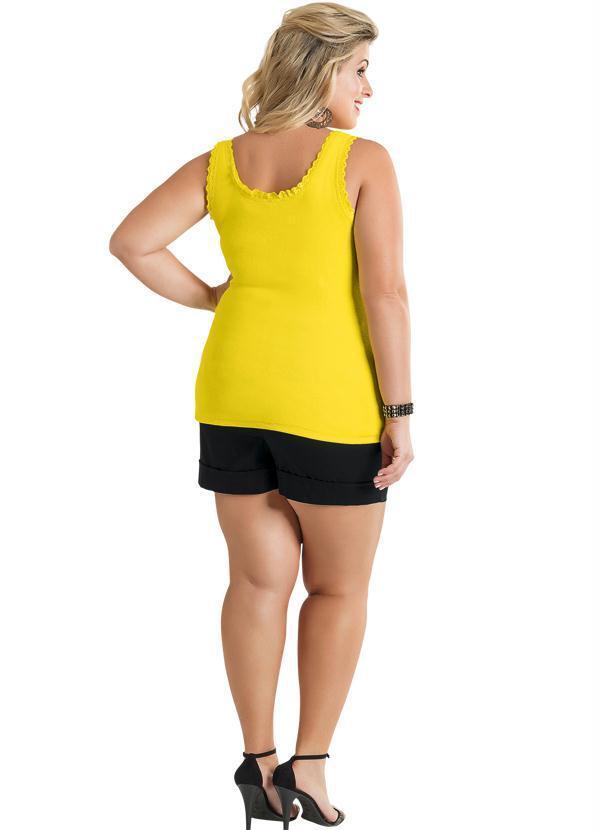 Marguerite - Regata Amarela Detalhe Renda Plus Size 6