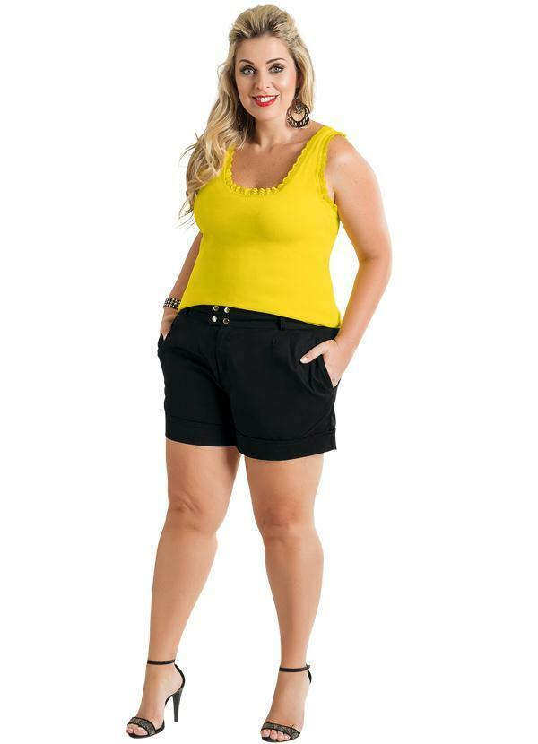 Marguerite - Regata Amarela Detalhe Renda Plus Size 7