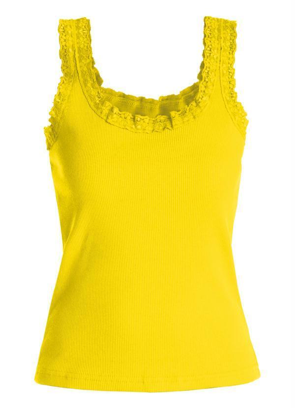 Marguerite - Regata Amarela Detalhe Renda Plus Size 8