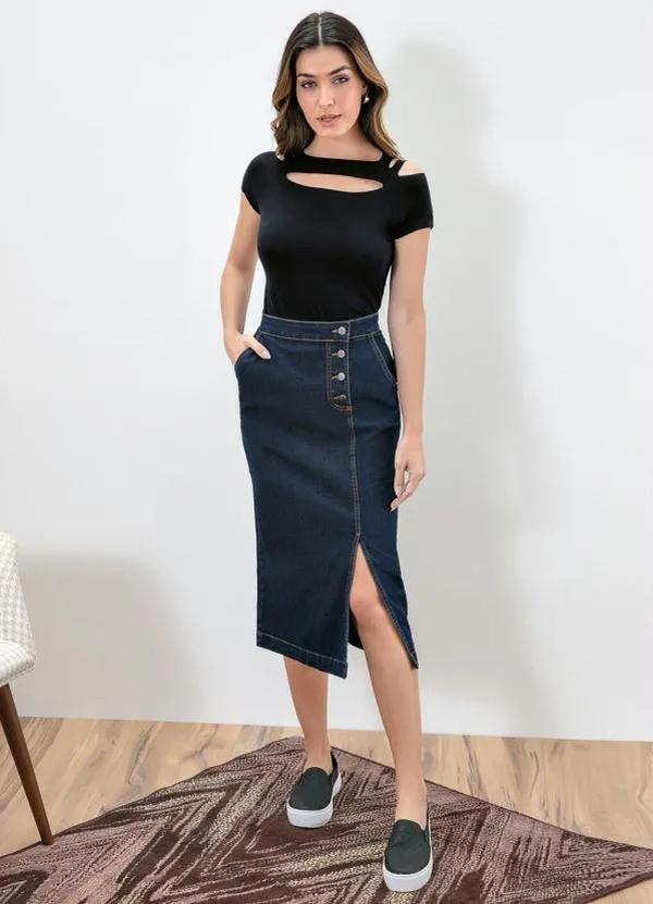 bonprix - Blusa com Recortes Corte a Fio Preta 4