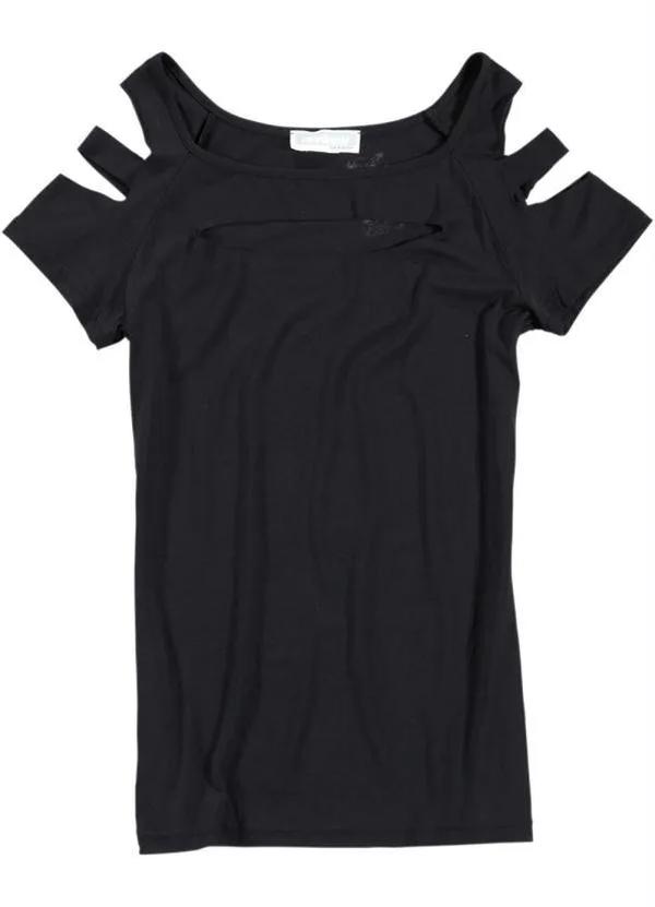bonprix - Blusa com Recortes Corte a Fio Preta 5
