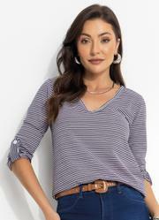 Blusa Listrada Manga 3/4